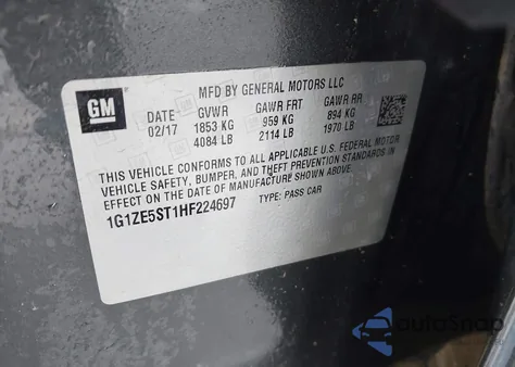 2017 Chevrolet Malibu 1Lt из США, поврежденный, VIN 1G1ZE5ST1HF224697